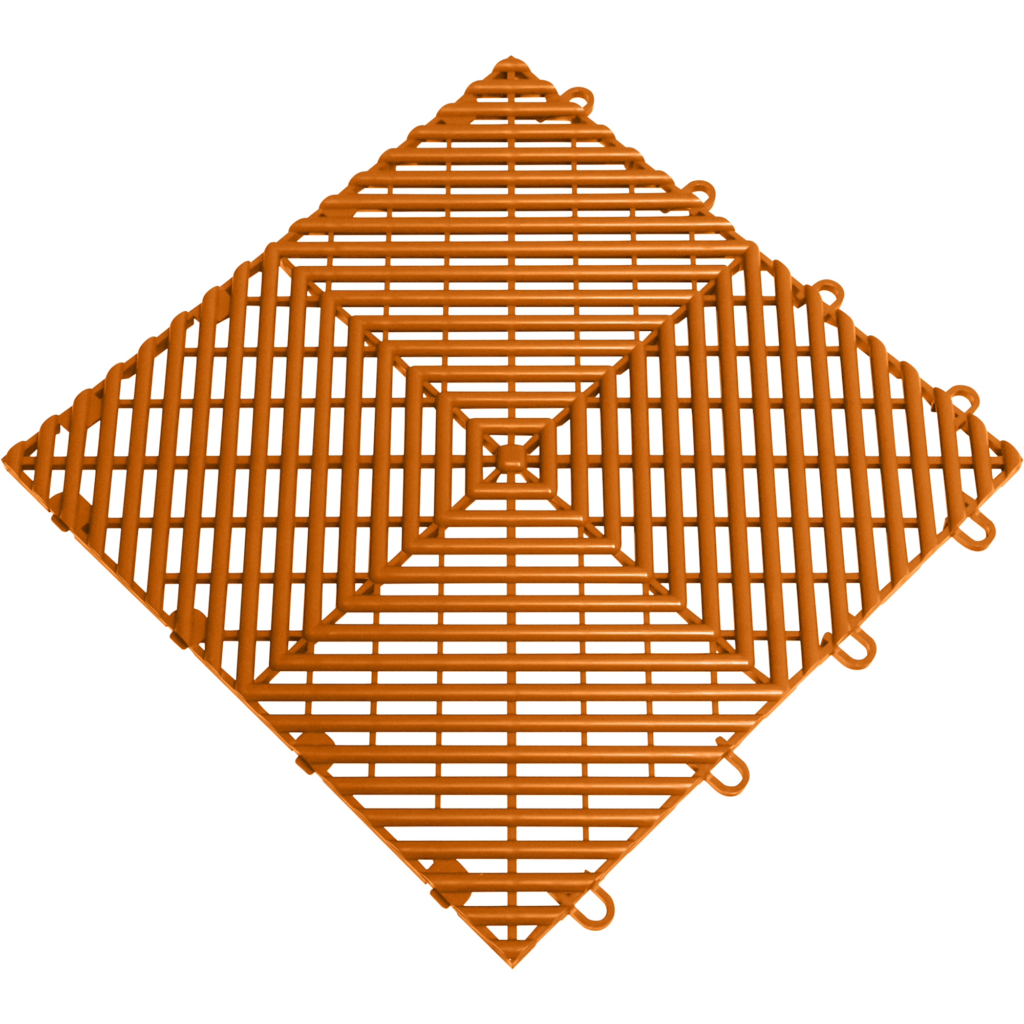 RaceDeck Free-Flow Garage Floor Tiles — 12in. x 12in. x 0.5in., Self-Draining, Orange, 48-Pack, Model# FF48ORNG